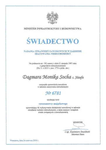 Rzeczoznawca majątkowy Dagmara Socha Wycena Nieruchomości